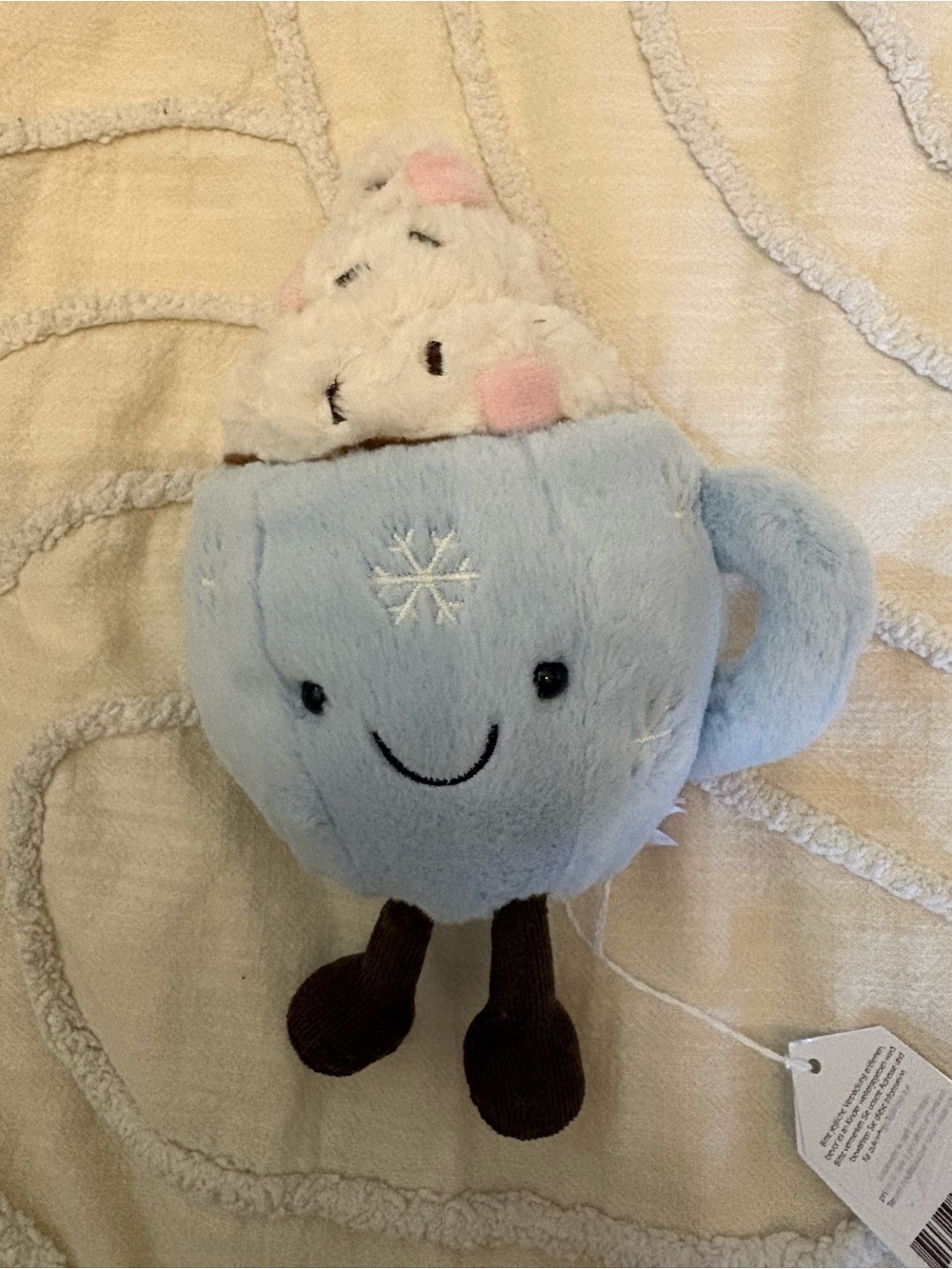 Jellycat Blue Snowflake Mug Plush with White Marshmallow Topping